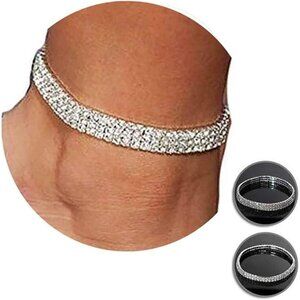 2PCS Twinkle Diamond Anklet ElasticBling Shining Foot Jewelry Rhinestones Bridal